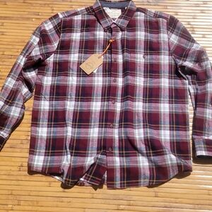 Weatherproof Men's Burgundy Plaid Button-Down Shirt XXL